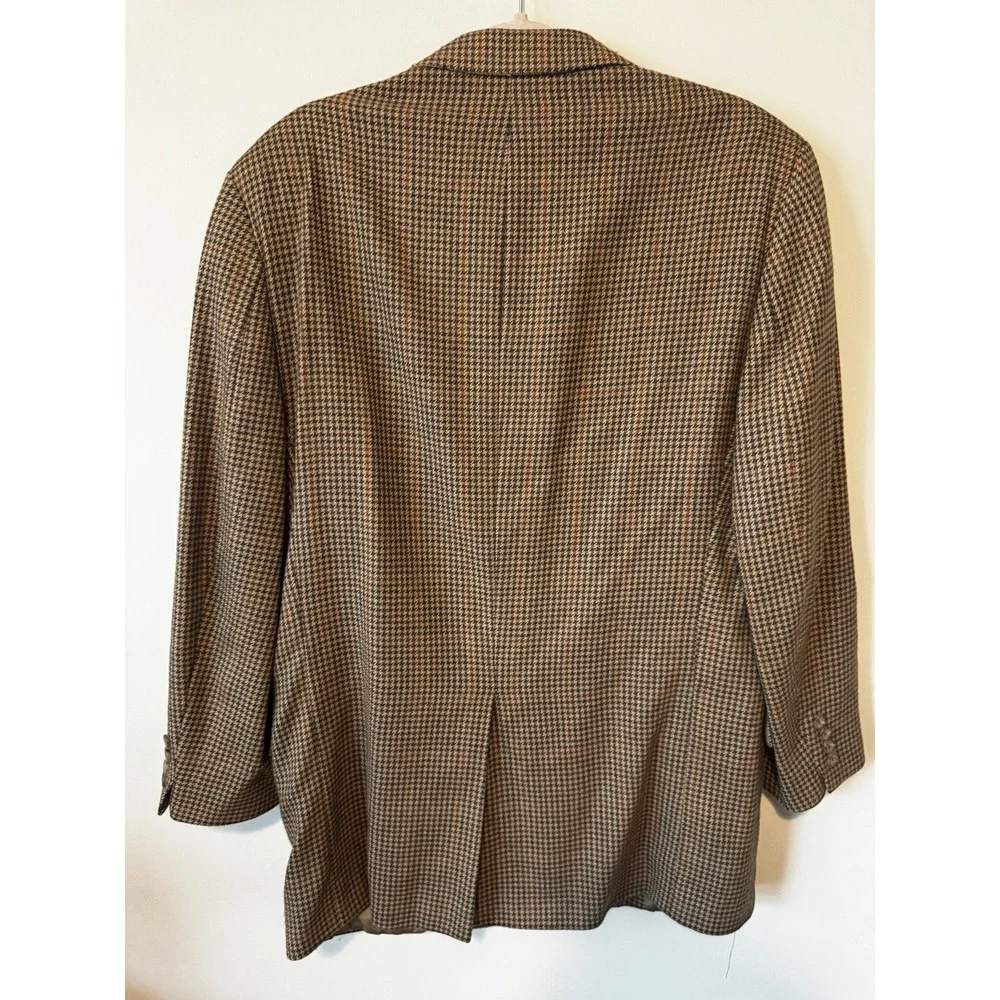 Alan Flusser 42L Brown  Plaid Wool Cashmere  Mens Blazer‎ Sport Coat Jacket Saks